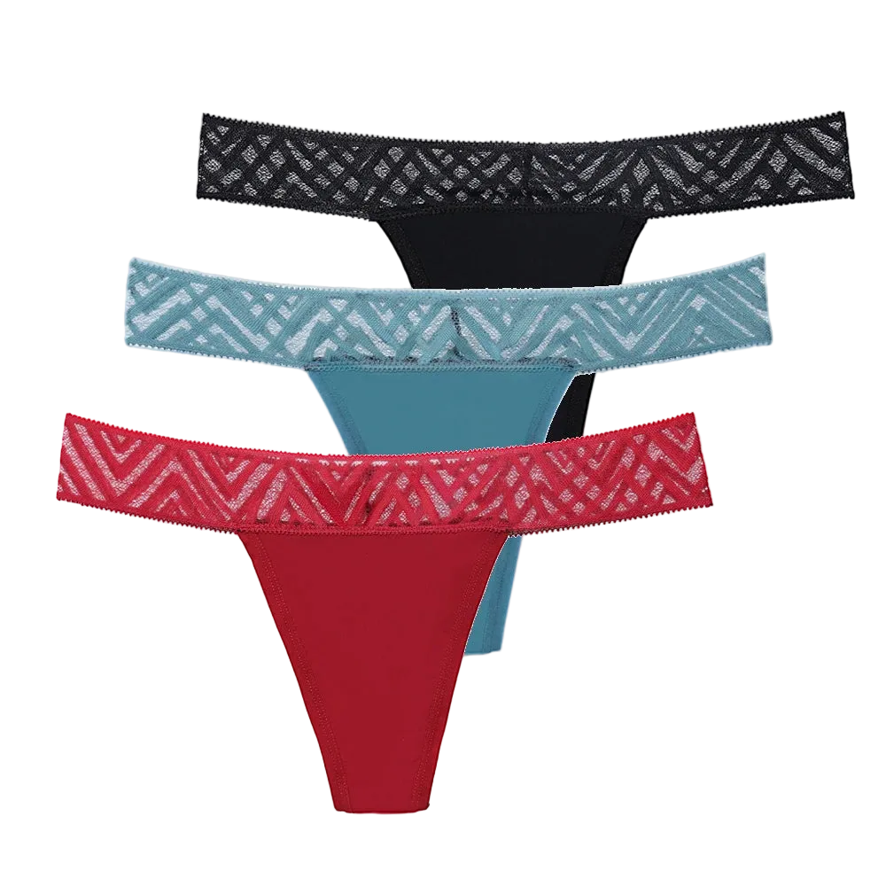drie leakproof strings met kanten boord