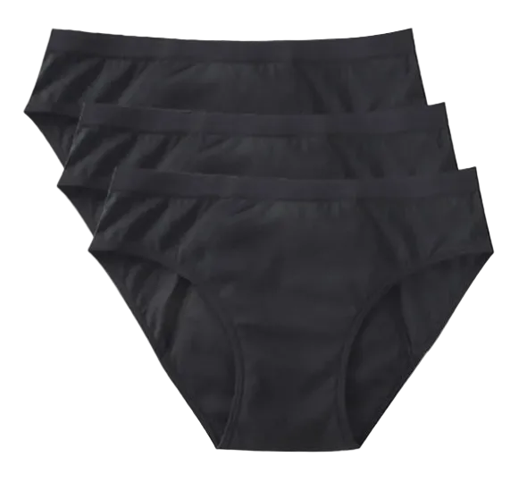 drie leakproof onderbroeken zwart